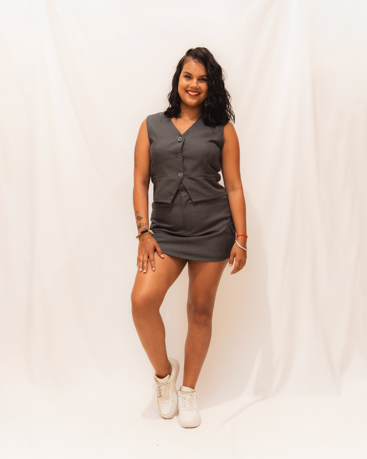 Ensemble haut sans manche et short effet jupe