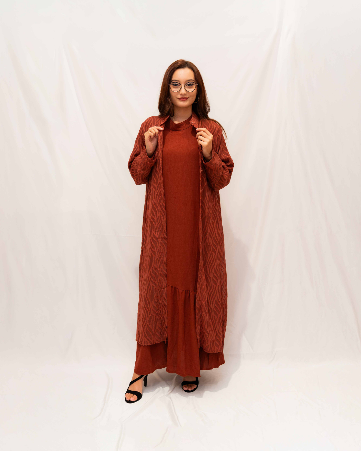 robe longue fluide avec kimono