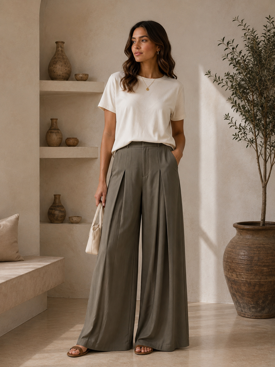 Pantalon Wide Leg – Taupe