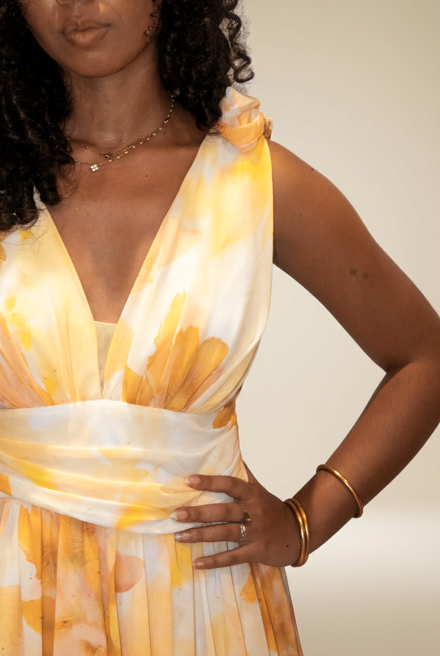 Robe Longue Fleurie Jaune