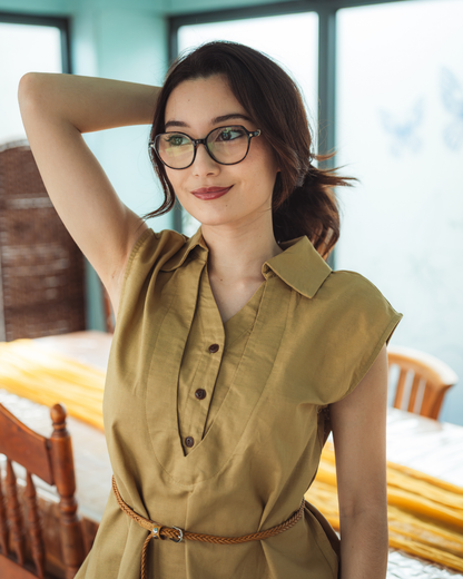 Ensemble chemisier sans manches à ceinture tressée et pantalon large