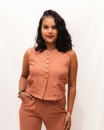 Ensemble haut sans manche et pantalon large