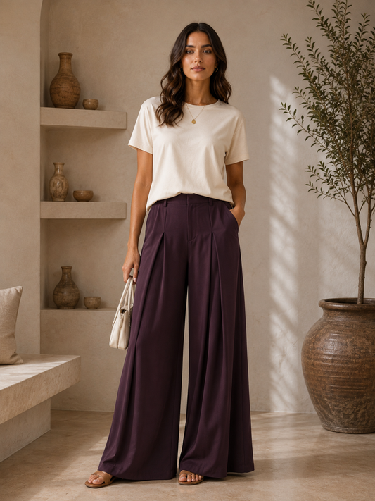 Pantalon Wide Leg  – Prune