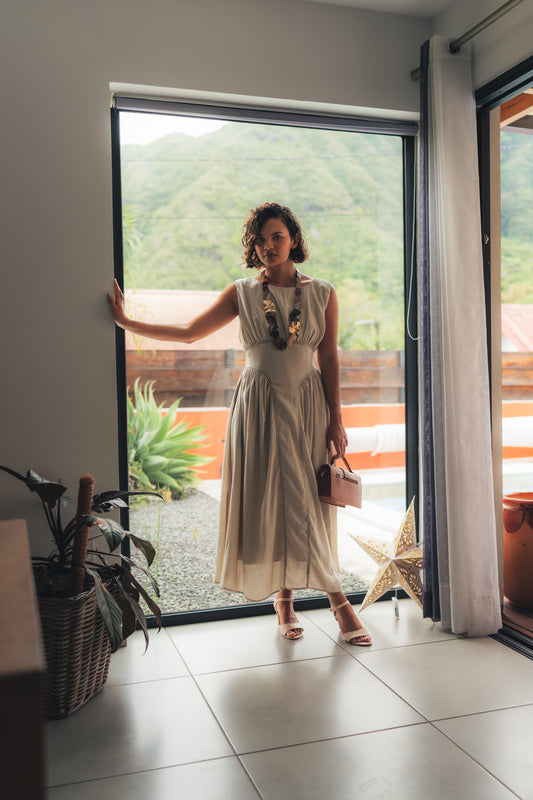 Robe longue manches courtes