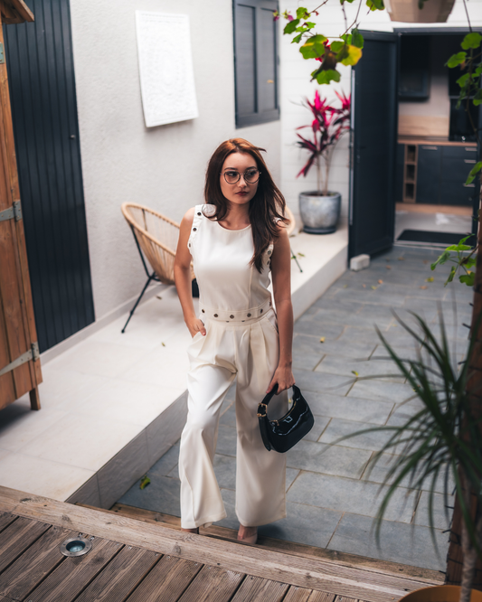 Ensemble pantalon sans manches blanc