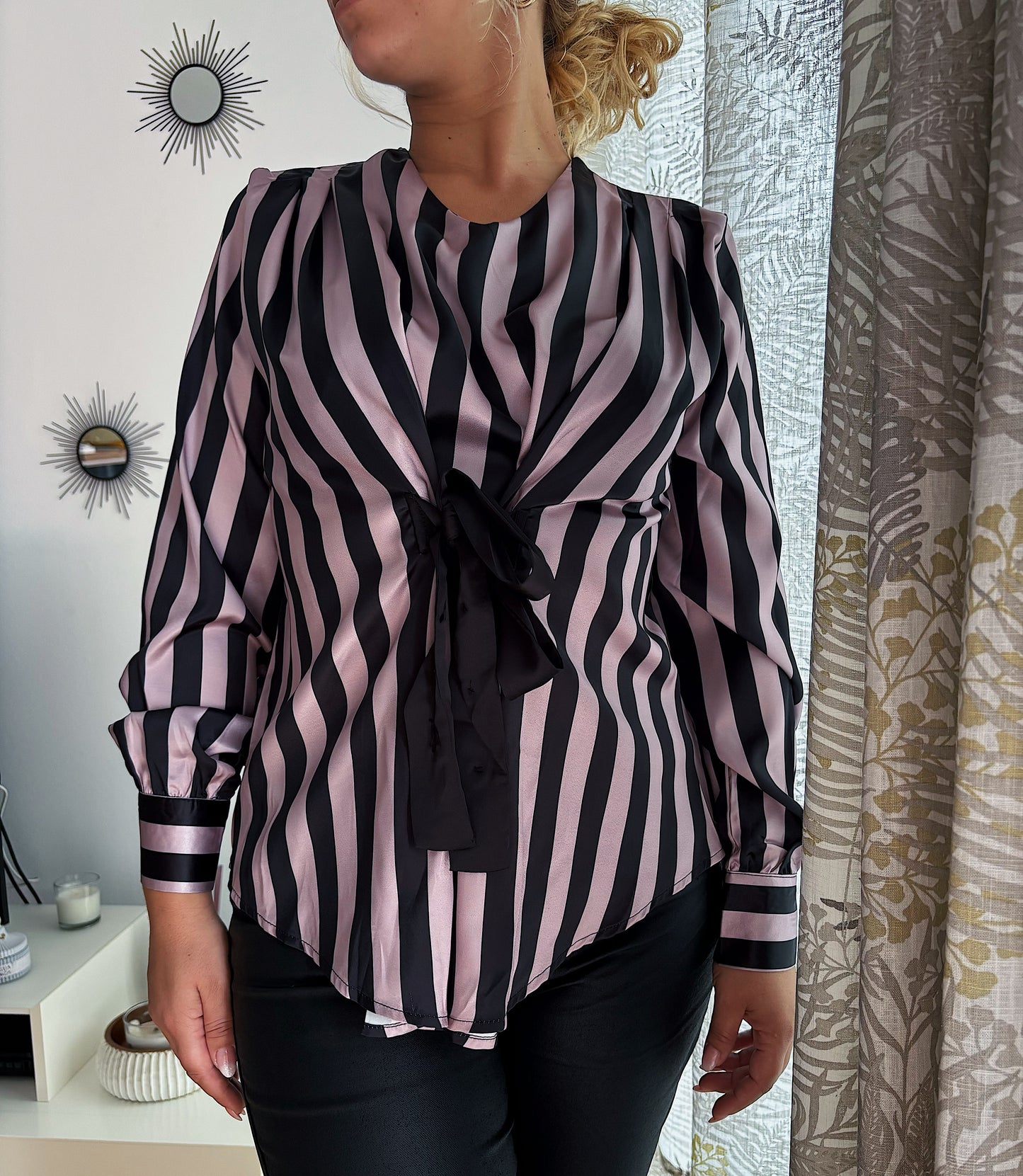 Blouse Satinée à Rayures