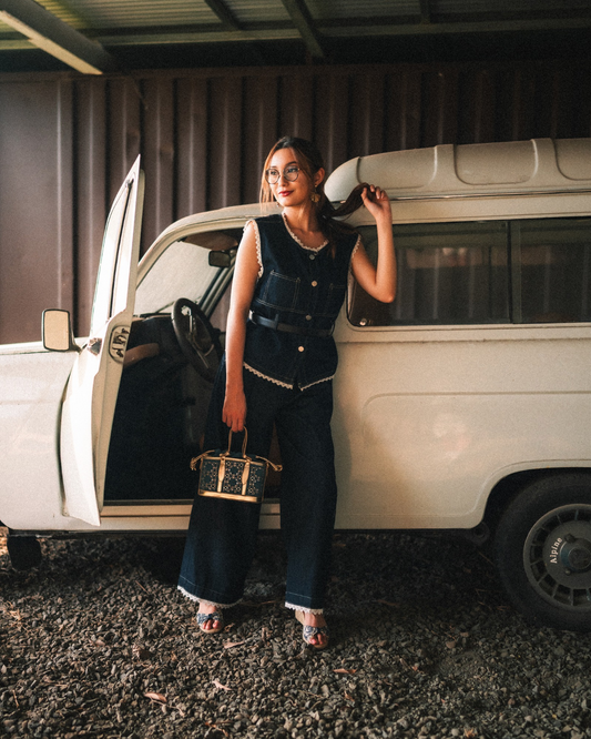 Ensemble sans manches en jean