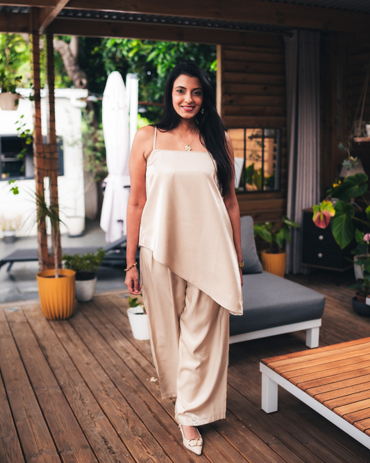 Ensemble pantalon sans manches doré