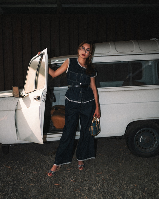 Ensemble sans manches en jean