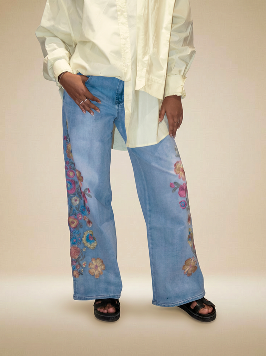 Jean Brodé Fleuri Multicolore