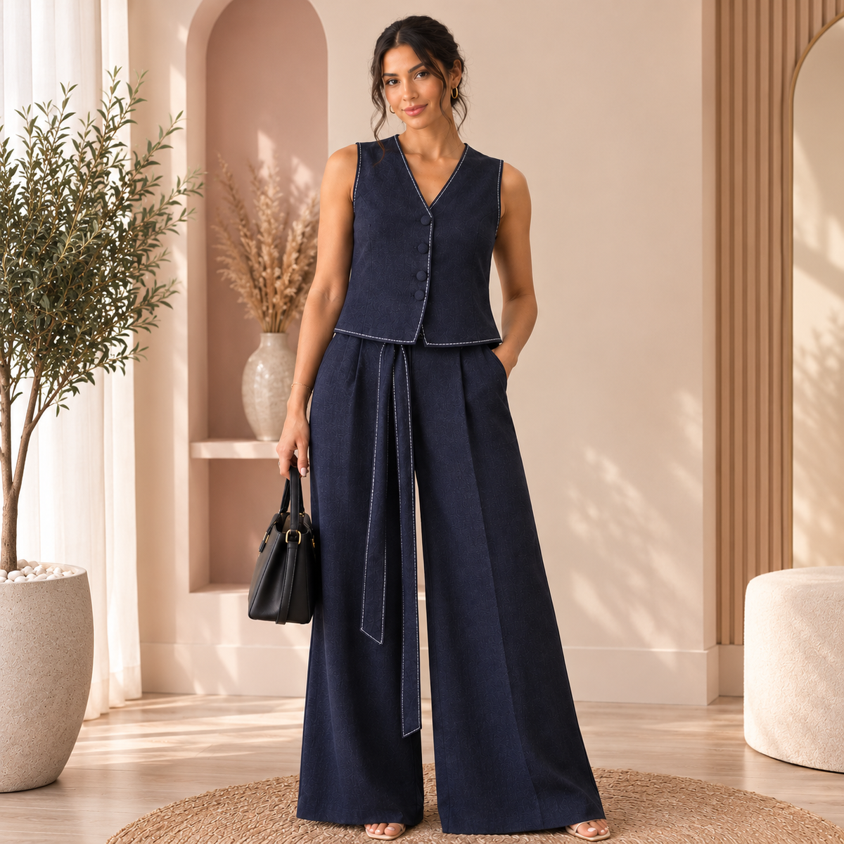 Ensemble gilet et pantalon bleu
